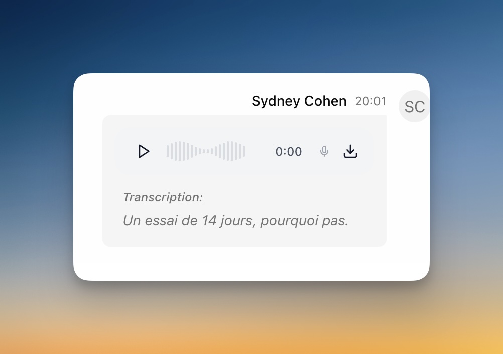Notes audio avec transcription