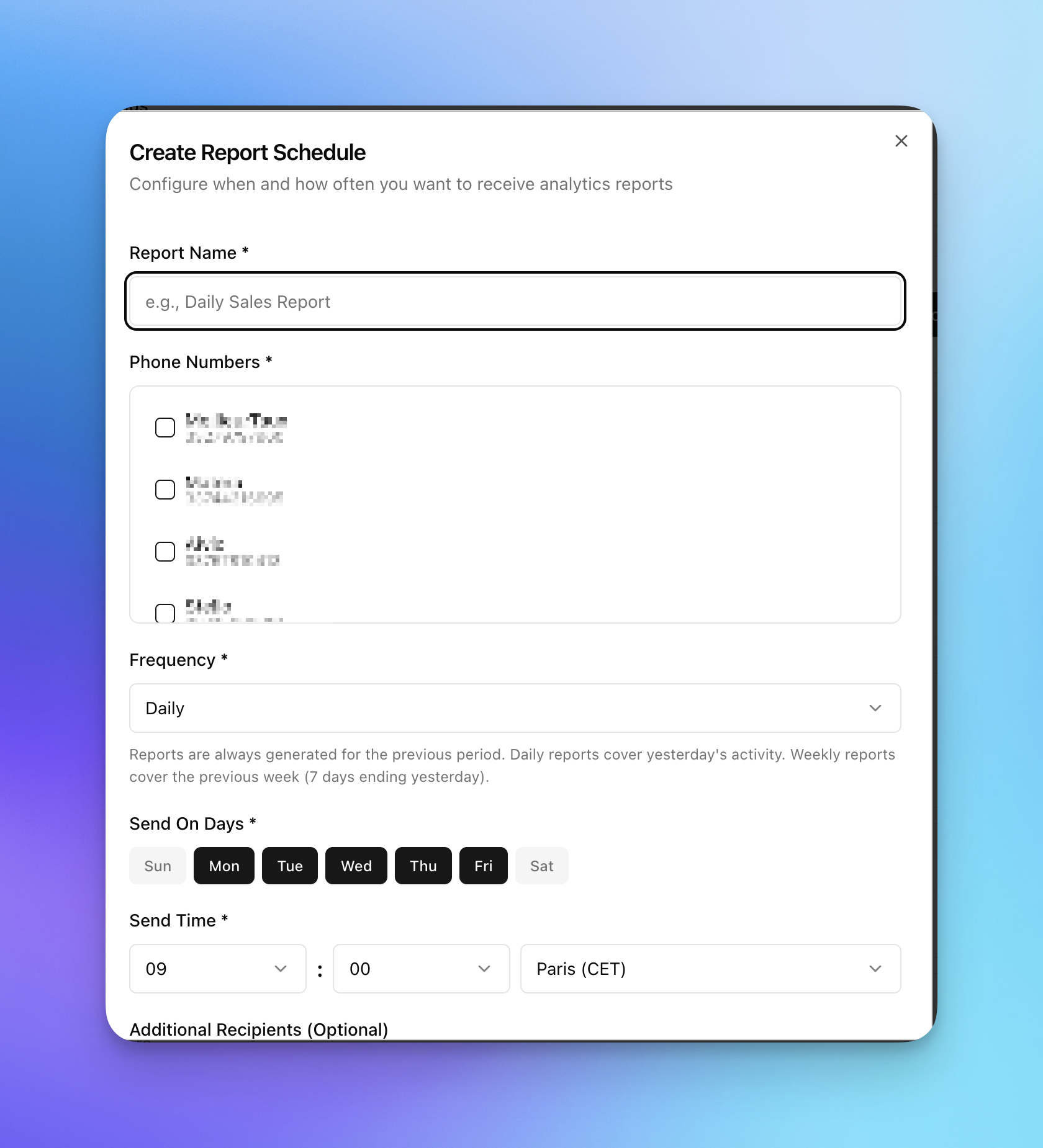 Plannings de rapports